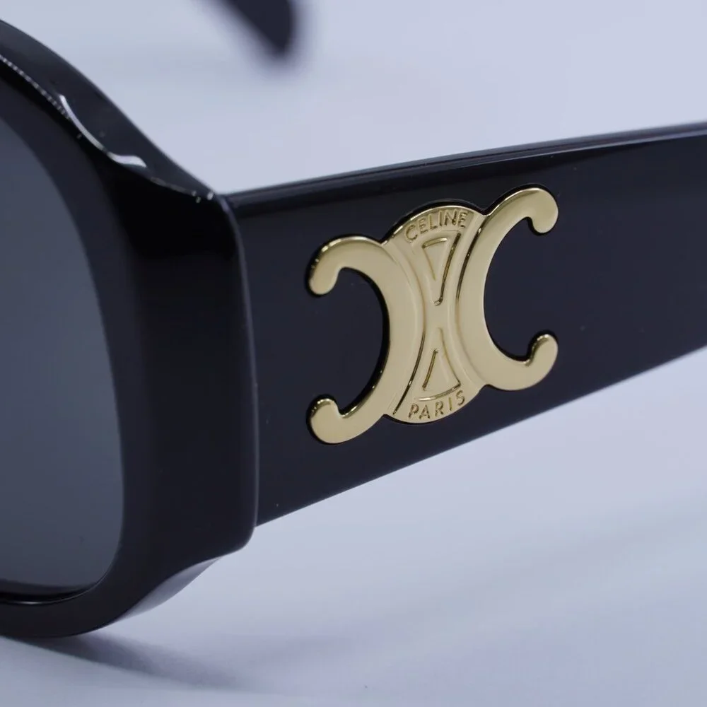 Celine Black Sunglasses with Gold Triomphe Logo and Brown Case - Picture 4 of 9
